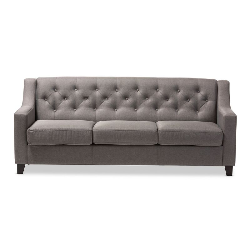 Arcadia Modern and Contemporary Fabric Upholstered Button Tufted Living Room 3 Seater Sofa - Baxton Studio, 3 of 6