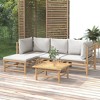 vidaXL Garden Lounge Set Light Grey, Natural Bamboo Bamboo, Fabric Medium - 2 of 4