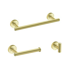 ChicFurnit Bathroom Towel Holder 3 Piece Set Towel Bar Toilet Paper Holder Robe Hooks for Stylish Storage, Gold, 13.78"*5.9"*2.75" - 1 of 4