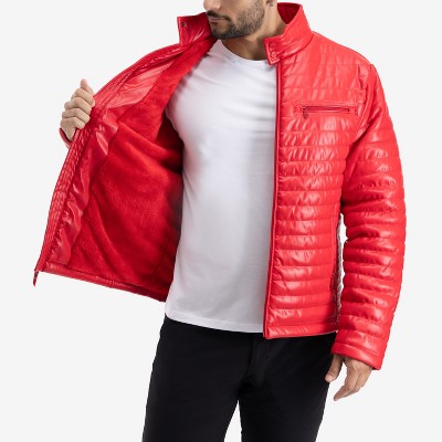 X RAY PU Quilted Jacket With Faux Shearling Lining in RED Size M — фото 7