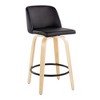 2pcs Faux Leather Upholstered Contemporary Counter Stool with Swivel and Bent Wood Legs with Round Metal Footrest for Kitchen Island or Home Bar - 2 of 4