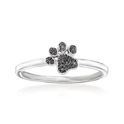Ross-Simons Black Diamond-Accented Paw Print Ring in Sterling Silver