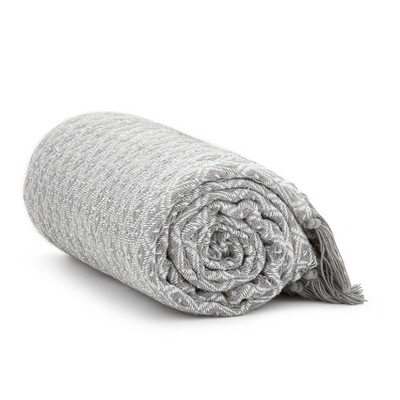 Americanflat Omala Throw Blanket in White and Grey Mini Diamond - 100% Cotton with Fringe - 50" x 60"