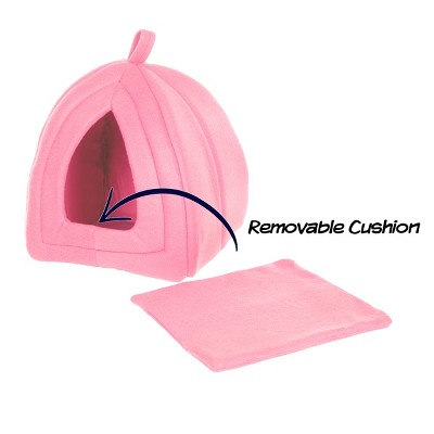 Pink Plush Foam Triangle Igloo Cat Bed