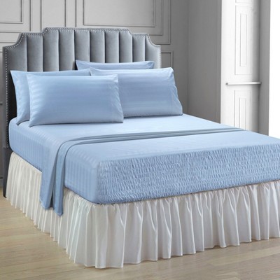 BrylaneHome 6 Piece Microfiber Bedtite; Damask Stripe Sheet Set