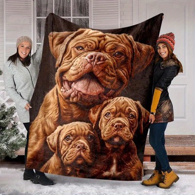 Dogue De Bordeaux Patterned Four-Season Car Blanket, Made of Flannel.