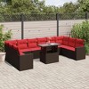 vidaXL 11 Piece Garden Sofa Set with Cushions Poly Rattan - Brown - 2 of 4