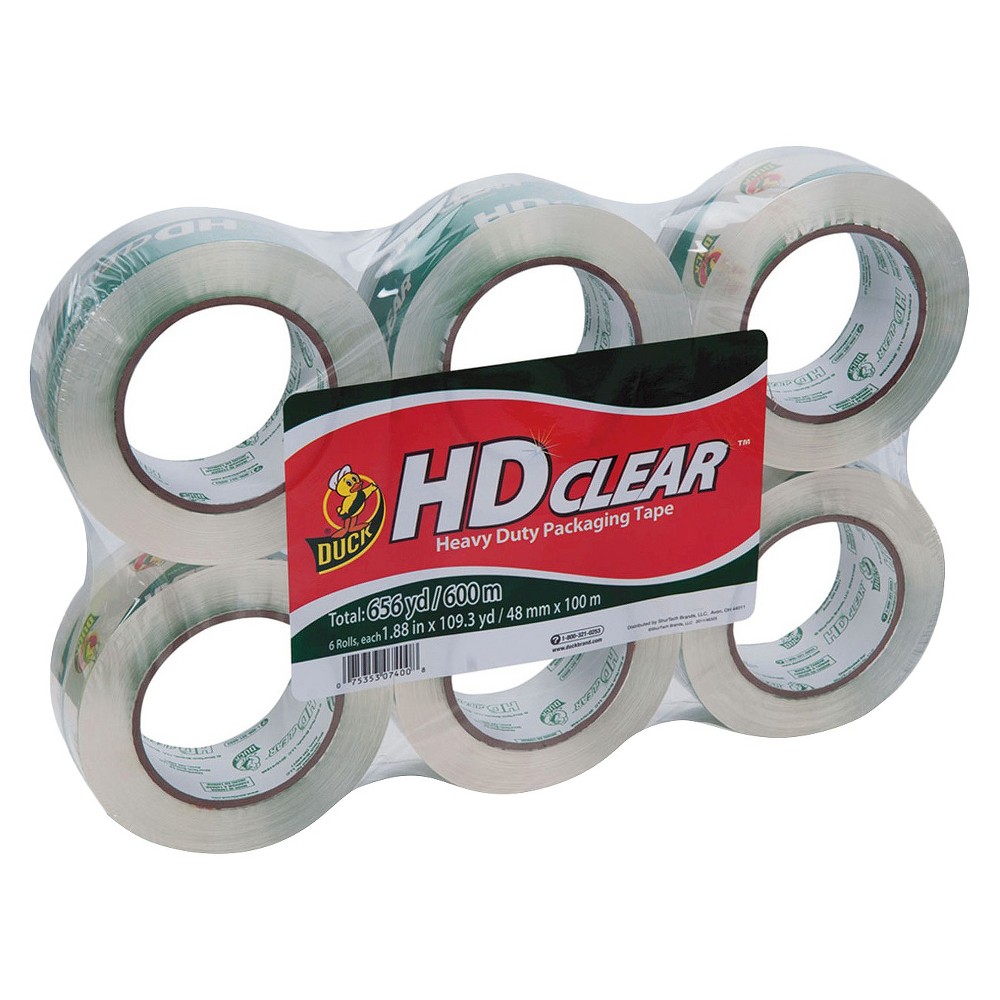 Duck Brand  DUC299016  HD Clear Packing Tape  6 / Pack  Clear