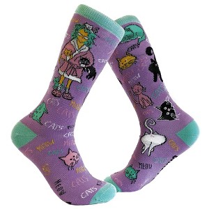 Crazy Dog T-Shirts Womens Cat Lady Sock Funny Novelty Cute Pet Face Cool Kitty Funky 90s - 1 of 4