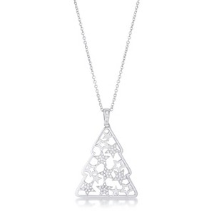 Slickblue Festive CZ Christmas Tree Necklace – .2 Ct Pave Design, Rhodium Finish, Holiday Jewelry for Women - 1 of 4