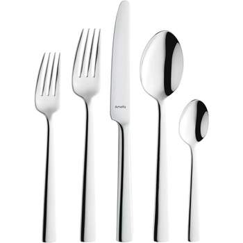 Amefa Moderno 20-Piece 18/10 Stainless Steel Flatware Set, High Gloss Mirror Finish, Silverware Set Service for 4, Rust Resistant Cutlery