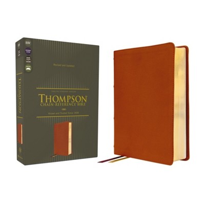 Esv, Thompson Chain-Reference Bible, Genuine Leather, Calfskin, Tan, Red Letter - by  Zondervan (Leather Bound)