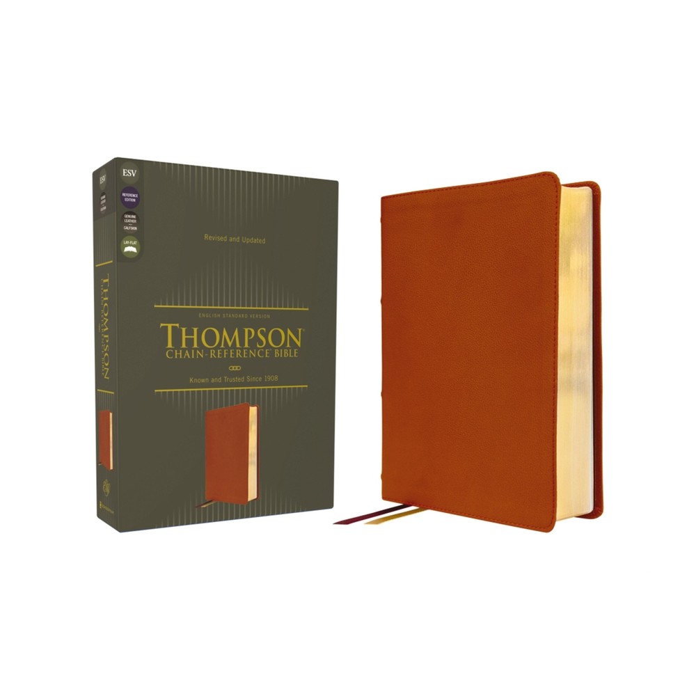 Esv, Thompson Chain-Reference Bible, Genuine Leather, Calfskin, Tan, Red Letter - by Zondervan (Leather Bound)