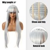 Unique Bargains Women's Wigs 31" with Wig Cap White Gradient Blue - 3 of 4