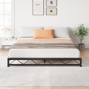 Whizmax 6 Inch Metal Platform Bed Frame with Wavy Pattern, Steel Slat Support, Mattress Foundation and No Box Spring Needed, Easy Assembly, Black - 1 of 4