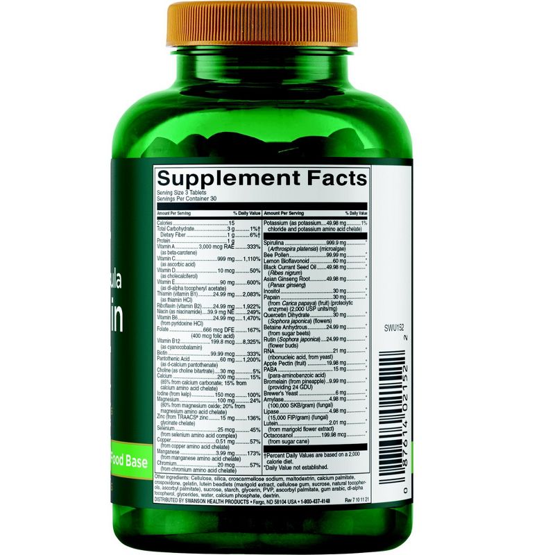 Swanson Multivitamins Whole Foods Formula Multi and Mineral without Iron Tablet 90ct, 2 of 7
