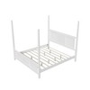White Traditional Queen Size Solid Wood Four Poster Bed with Horizontal Grille Design - 2 of 3