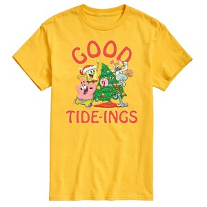Men's - SpongeBob SquarePants - Good Tide Christmas Short Sleeve Graphic T-Shirt - 1 of 4