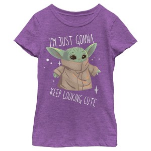 Girl's Star Wars The Mandalorian The Child Looking Cute T-Shirt - 1 of 4