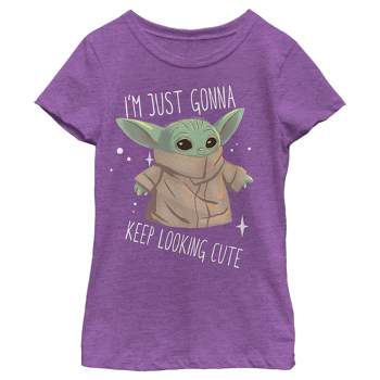 Girl's Star Wars The Mandalorian The Child Looking Cute T-Shirt