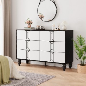Whizmax 6-Drawer Chest of Drawers for Bedroom, Wooden Bedroom Drawer Dresser with 6 Storage Drawers - 1 of 4