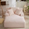 Oversized Corduroy Modern Armless Chaise Lounge Chair with No Assembly Required and Comfy Sleeper Function - 3 of 4
