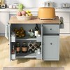 Mobile Kitchen Island with Fold-Down Leaf, Built-In Storage Shelf, Three-Level Sliding Cabinet Organizer, and Spice Storage Rack - 2 of 4
