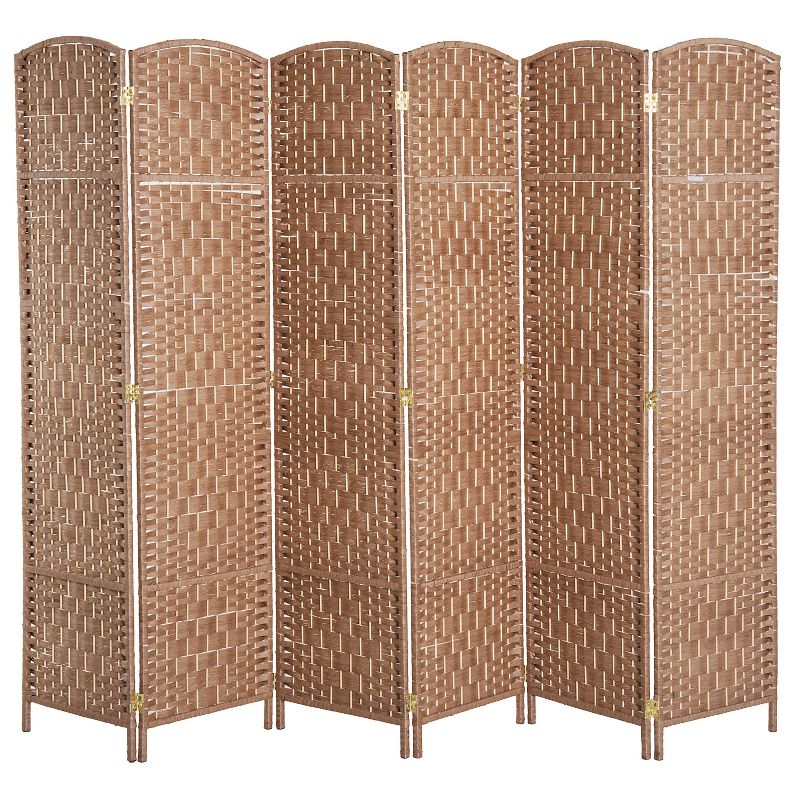 HOMCOM 6' Tall Wicker Weave 6 Panel Room Divider Privacy Screen, 1 of 7