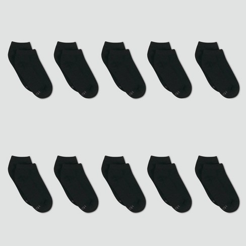 Hanes Women's 10pk Cushioned Low Cut Socks - Black 5-9