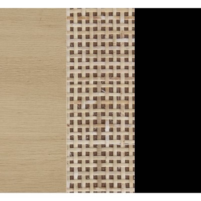 Mina Light Oak and Rattan TV Stand Set with Matte Black Accents