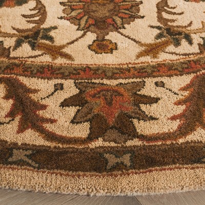 Handmade Gold and Brown Tufted Wool Oval Rug