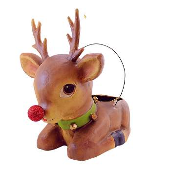 15.0 Inch Shining Bright Rudy Reindeer Glittered Red Nose Animal Figurines