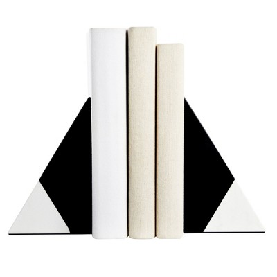 Black and White Marble Geometric Bookends Set