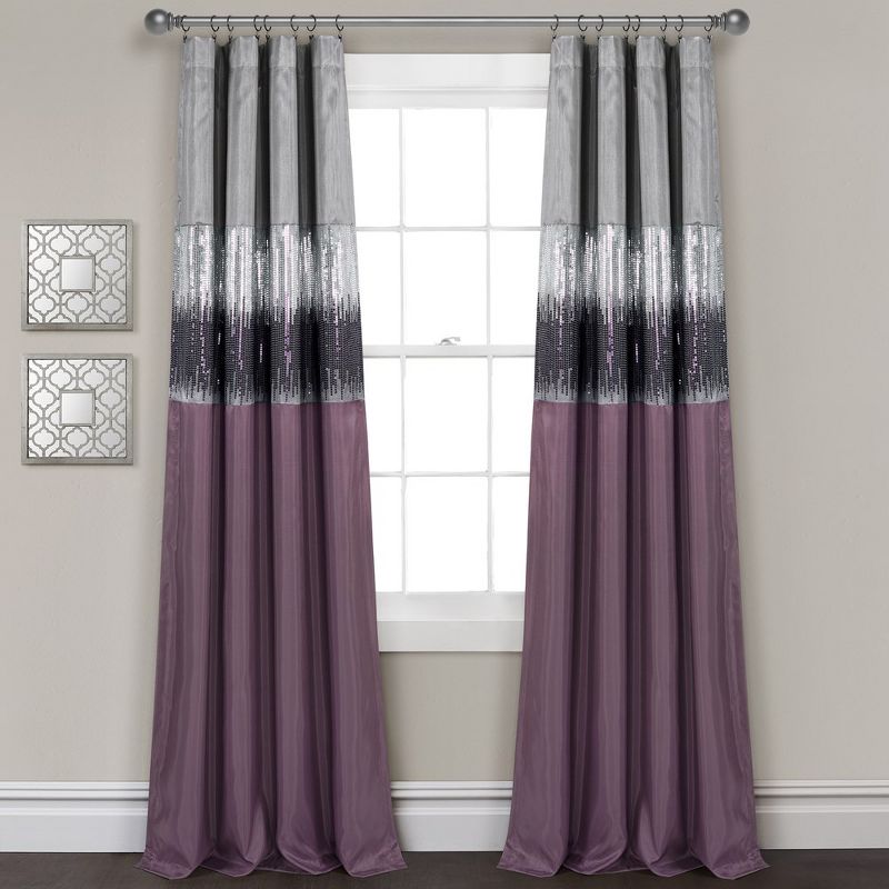 Night Sky 100% Lined Blackout Window Curtain Panel Purple/Gray Single 42X84, 1 of 7