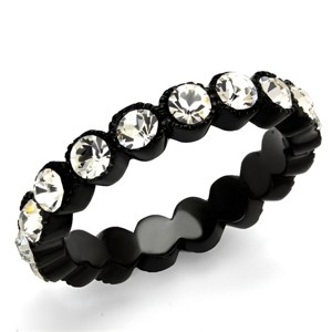 Slickblue Black Ion-Plated Eternity Design Stainless Steel Ring, Clear Rhinestones, Stackable Band for Women, Sizes 5-10 - 1 of 4