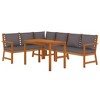 vidaXL Patio Dining Set Natural wood and Dark Gray Solid Acacia Wood, Fabric - 3 of 4