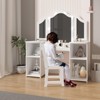 Kids Vanity with Lights, Makeup Desk Chair Set with Storage Shelves Cabinet, Toddler Dressing Table with Mirror, Pretend Play Vanity Set for Girls - 2 of 4