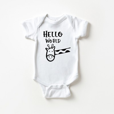 The Juniper Shop Hello World Giraffe Baby Bodysuit