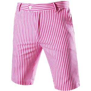 Lars Amadeus Men's Summer Stripe Slim Fit Flat Front Chino Shorts - 1 of 4
