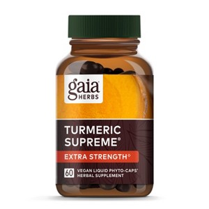Gaia Herbs Turmeric Supreme Extra Strength - Supports Occasional Discomfort from Normal Wear & Tear* - with Turmeric Curcumin & Black Pepper - 1 of 4