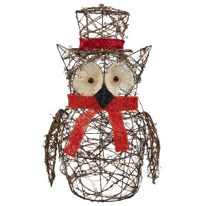 Northlight Lighted Glitter Rattan Owl Outdoor Christmas Decoration - 21" - Clear Lights - 1 of 4