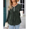 Coolmee Womens V Neck Tie Front Peplum Tops Casual Long Sleeve Babydoll Tunic Tops Blouses Shirt - 2 of 4