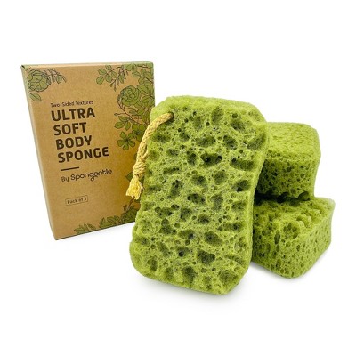 Spongentle Dual-Sided Body Sponge Loofah, Ultra Soft & Exfoliating for Gentle Daily Shower Use