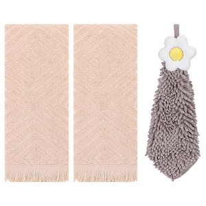 REGALWOVEN 3 Pcs Bathroom Soft and Absorbent Decorative Hand Towel - 1 of 4