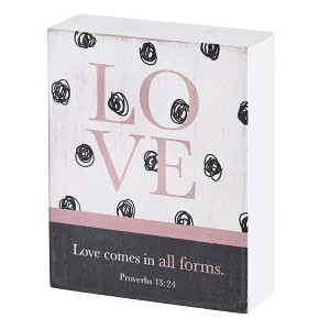 Dicksons TPLK34-328 Love Comes In All Forms White, Black, And Pastel Pink 3 x 4 Wood Distressed Finish Decorative Tabletop Plaque Home D�cor - 1 of 3