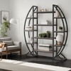 Hommoo Industrial Bookshelf, Oval Triple Wide Bookcases Display Shelves - 4 of 4