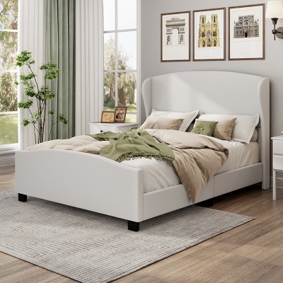 Merax Wingback Linen Upholstered Platform Bed