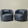 KINWELL 34" Wide Swivel Faux Leather Armchair Upholstered PU Leather Accent Chairs, Set of 2 - 4 of 4