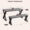 3-Piece Retro Brown Dining Set | Rectangular Table + 2 Upholstered Benches (Seats 4) | Chamfered Metal Frame for Small Kitchens/Apartments - 4 of 4