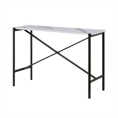 Medium Blackened Bronze and Faux Marble Console Table